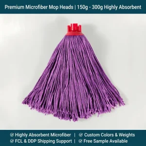 Lint Free 150g 300g Twisted Microfiber Mop Head Replacement Cut End Water Absorbing Wet Mop Refill With Screw Connection