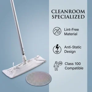 Lint-Free ESD Anti-Static Reusable Stainless Steel Telescopic-Handle Cleanroom Mop