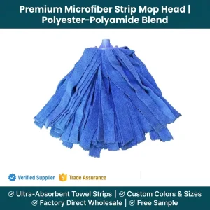 Lint Free Towel Fabric Cloth Strip Mop Replacement Round Microfiber Wet Mop Head With Screw Attachment for Tile Wood Floor