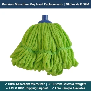 Lint Free Twisted Microfiber Looped End Mop Head Tangle Resistant Wet Water Mop Replacement Refill With Tailband