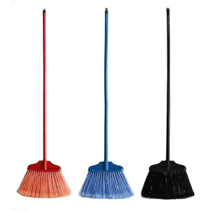 Long-Bristle Household Sweeping Broom with PP Head for Home, Courtyard, Garage, and Office Floors