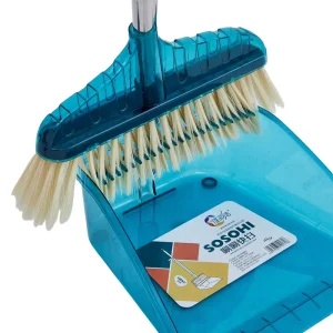 Long Handle Broom and Dustpan Set for Indoor and Outdoor Floor Cleaning
