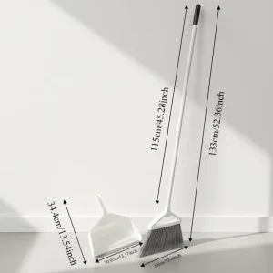 Long Handle Eco Friendly Angle Broom & Plastic Dustpan Cleaning Bundle for Daily and Outdoor Floor Spot Cleaning