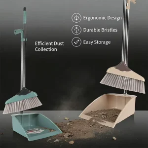 Long Handle Folding Broom Set with Dustpan Broom Head Made of Plastic PET PP and Bristle for Home Cleaning