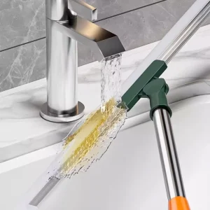 Long-Handle Telescopic Silicone Floor Squeegee for Windows and Bathrooms
