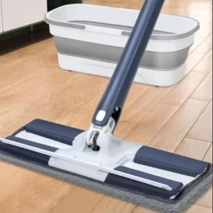 Long-Handled Mop with Stainless Steel Pole, Microfiber Mop Head, and Automatic Wringing