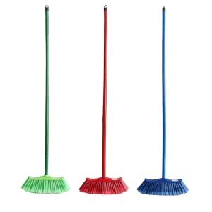 Long Iron Handle Plastic Broom PET Bristles For Indoor And Outdoor Cleaning