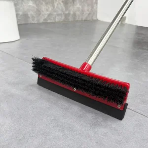 Long Pole Crevice Cleaning Brush with Wiper Head for Bathroom and Multi-Surface Use