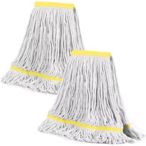Looped-End Commercial Industrial String Wet Mop Replacement Head with Metal Pole