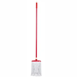 Looped-End String Wet Cotton Mop with Iron Handle for Household Floors