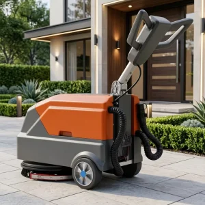 M1-2 Battery-Powered Floor Scrubber with Brush Motor and Side Brush for Rubber and Vinyl Floors