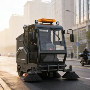 M9 Electric Dust Street Sweeper All Weather Self Propelled Ride On Industrial Floor Sweeper 2200mm Cleaning Width