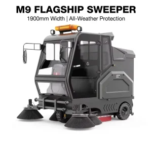 M9 Ride On Street Sweeper 48V157Ah Battery 2200mm Cleaning Width Professional Industrial Floor Sweeper