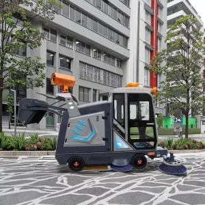 MH230X 2200W Ride-On Electric Road Sweeper for Warehouse, Parking Lot, and Street Cleaning