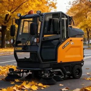 MN-E810FB Fully Enclosed Ride-On Road Sweeper with Sand and Leaf Collection