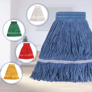 MSJ 16 OZ Heavy Duty Commercial Grade Blue Cotton Looped End Wet Industrial Cleaning Mop Head Refills Replacement