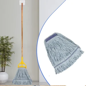 MSJ Commercial Wet Mop Heavy Duty Cotton Mop Industrial Mops with 59 Inch Long Handle for Office Garage Warehouse