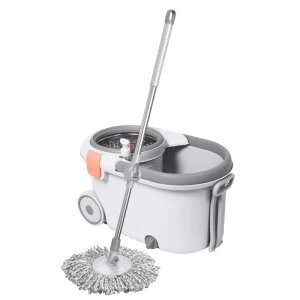Magic 360 Degree Self Cleaning Flat Mop Bucket Hand Free Steel Pole Handle Wet Dry Cleaning Safe All Surfaces Plastic Head Set