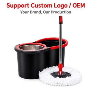 Magic Handle Steel Pole Spin 360 Round Mops Home Use Centrifugal Bucket with 2 Mop Heads