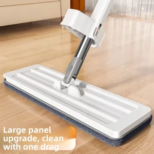 Magic Telescopic Handle Flat Floor Mop with Washable Cloth Mop Head Hand Free Design for Wood Floors Wet Dry Cleaning