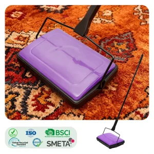 Manual Carpet and Floor Sweeper Broom for Pet Hair, Dust, and Small Rubbish, Home and Hotel