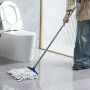 Manual Cotton String Mop with Self-Wringer Twist Handle Metal Pole for Wet and Dry Cleaning