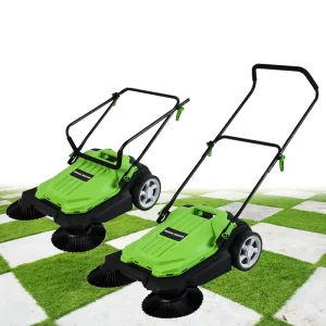 Manual Floor Sweeper for Yards and Gardens, Hand-Propelled Mini Street Sweeper
