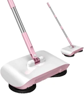 Manual Floor Sweeper with Dry Sweeping and Wet Mopping Function Non-Electric Push Cleaner for Home Use