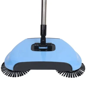 Manual Hand-Push Floor Sweeper with Plastic, Stainless Steel, PET, and PP Fiber Broomhead, Dustpan Included