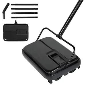Manual Plastic Push Carpet Sweeper with 2 in 1 Dust Collector Lightweight and Portable for Home Use