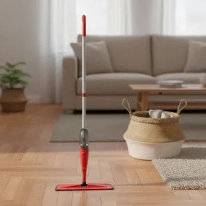 Manual Plastic Spray Mop with Microfiber Fabric and Stainless Steel Handle