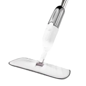 Manual Spray Mop with Telescopic Handle, Self-Wringer, Microfiber Swiveling Head
