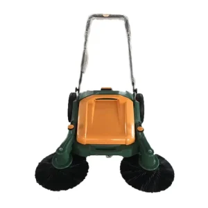 Manual Street and Lawn Hand-Push Floor Cleaning Sweeper with Double-Wheel Brush