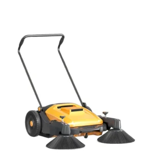Manual Walk-Behind Floor Sweeper with Dual Brush Head, 550W