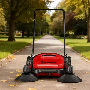 Manual Walk-Behind Hand-Push Floor Sweeper for Outdoor Cleaning