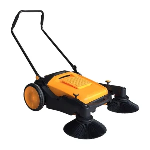 Manual Walk-Behind Street Sweeping Machine, Mini Floor Sweeper, 920mm Nylon Brush, 40 Gal Dust Hopper