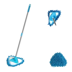Manufacturer 360° Rotating Triangle Microfiber Dust Mop with Extendable Steel Handle for Wood, Tile, and Marble