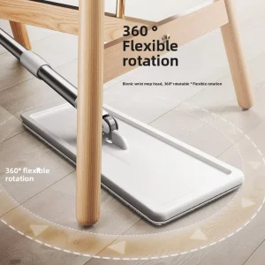 Manufacturer Household Stainless Steel-Handle Microfiber Flat Mop Hands-Free Wash Quick-Drying Wood Floor Cleaner