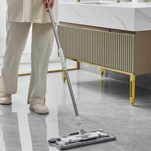 Manufacturer Reusable Microfiber Flat Mop for Household Cleaning with Clip Cloth