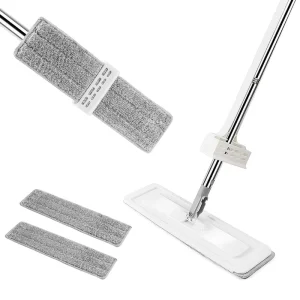 Masthome Hands Free Stainless Steel Metal Microfiber Floor Cleaner Mops Cleaning Floor Squeeze Flat Mop