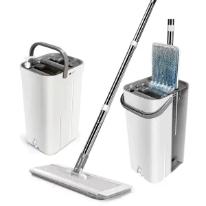Masthome Hands Free Wet and Dry Separate Microfiber Floor Cleaning Mop with Bucket