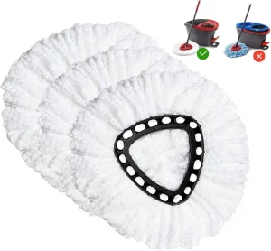 Microfiber 360-Degree Spin Mop Head Refills Compatible with EasyWring, RinseClean, and Spin Mop Pads