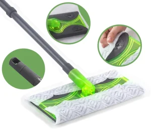 Microfiber 360 Mop with Disposable Nonwoven Floor Cleaning Cloth for Wet and Dry Cleaning