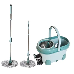 Microfiber 360 Pedal Rotating Self-Wringing Spin Mop with Wringer and Bucket Set