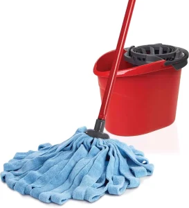 Microfiber Cloth Mop with Bucket-Compatible Replacement Head for Wet/Dry Use, Machine Washable