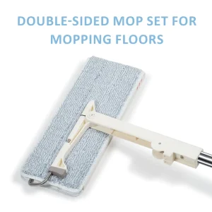Microfiber Double-Sided Flat Mop with Bucket, Self-Squeeze Design for Home and Kitchen Floors