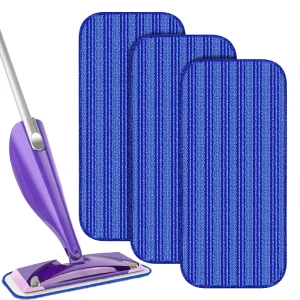 Microfiber Dry Mop Head Refill Flat Mop Pad with Telescopic Aluminum Pole for Floor Cleaning