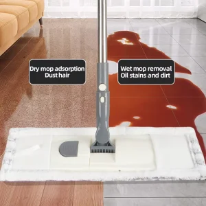 Microfiber Flat Dry Mop with Telescopic Steel Handle for Floor Cleaning