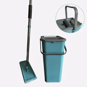 Microfiber Flat Mop Bucket with Extendable Handle 360 Spin Hands-Free Cleaning Mop