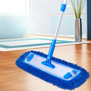 Microfiber Flat Mop Head Refills with Steel Pole for Commercial Floor Cleaning